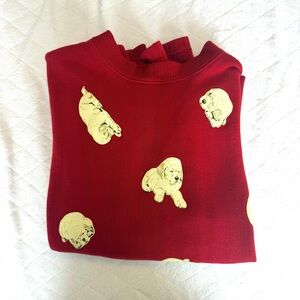 Vintage Red Puppy Print Sweater